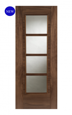 Mendes Iseo Semi-Solid Pre-Finished Walnut 4 Light Clear Internal Glazed DoorMendes Iseo Semi-Solid Pre-Finished Walnut 4 Light Clear Internal Glazed Door